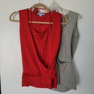 Wool sleeveless top with halter insert